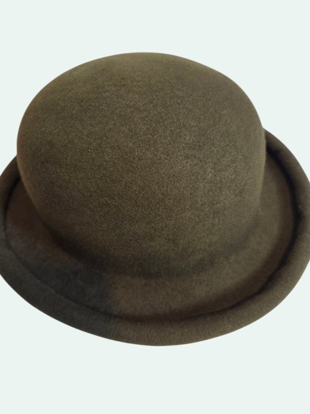 100% Pure Wool Olive Grn Bowler Hat Timeless Design, Steampunk, Modern, Bohemian - Picture 14 of 15